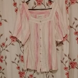 AFF Blouse with Pink and White Stripes